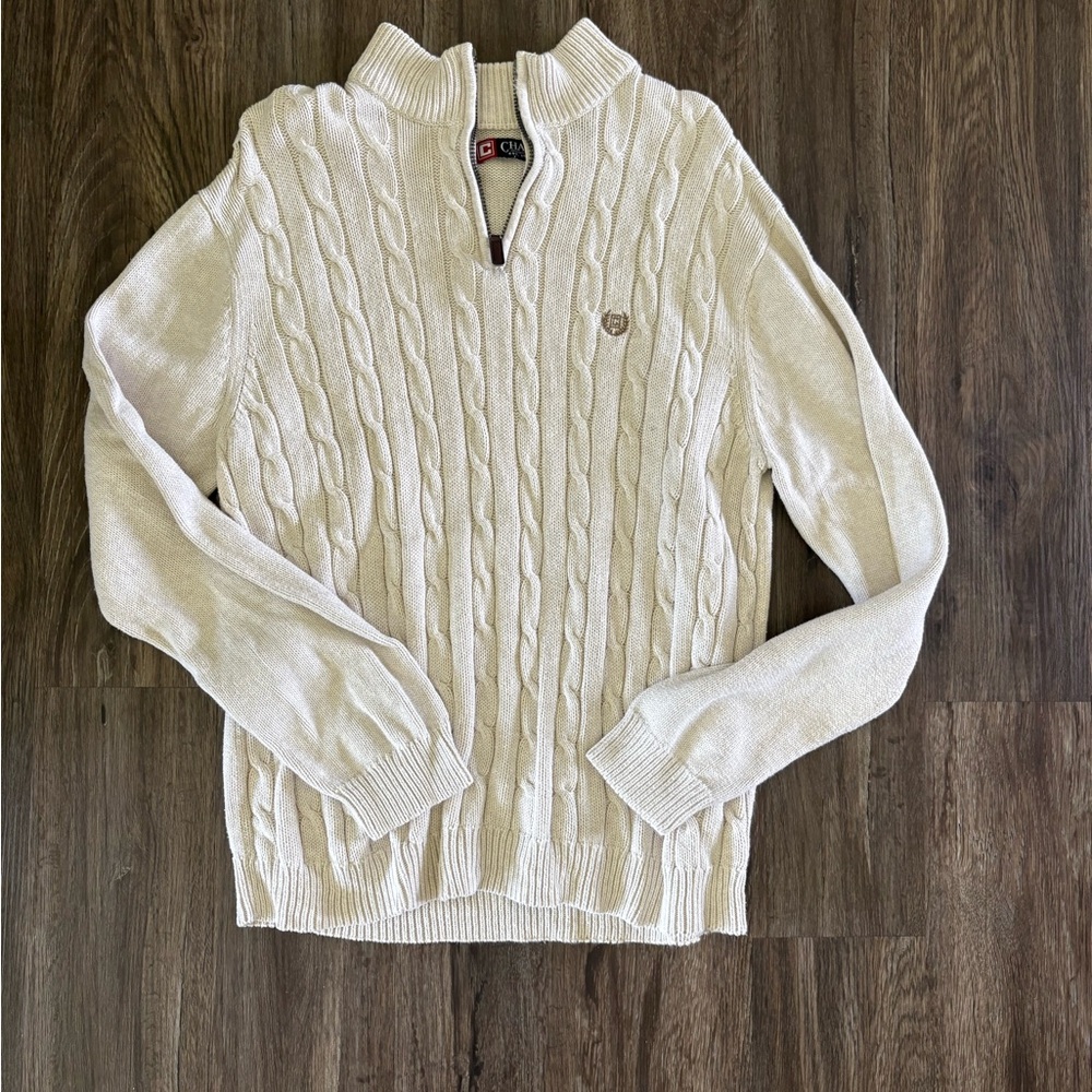 Chaps Cream Cowl Neck Cable Knit Sweater